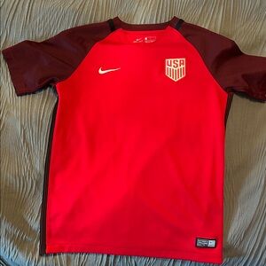 Nike Kids Red and Maroon USA Soccer Jersey